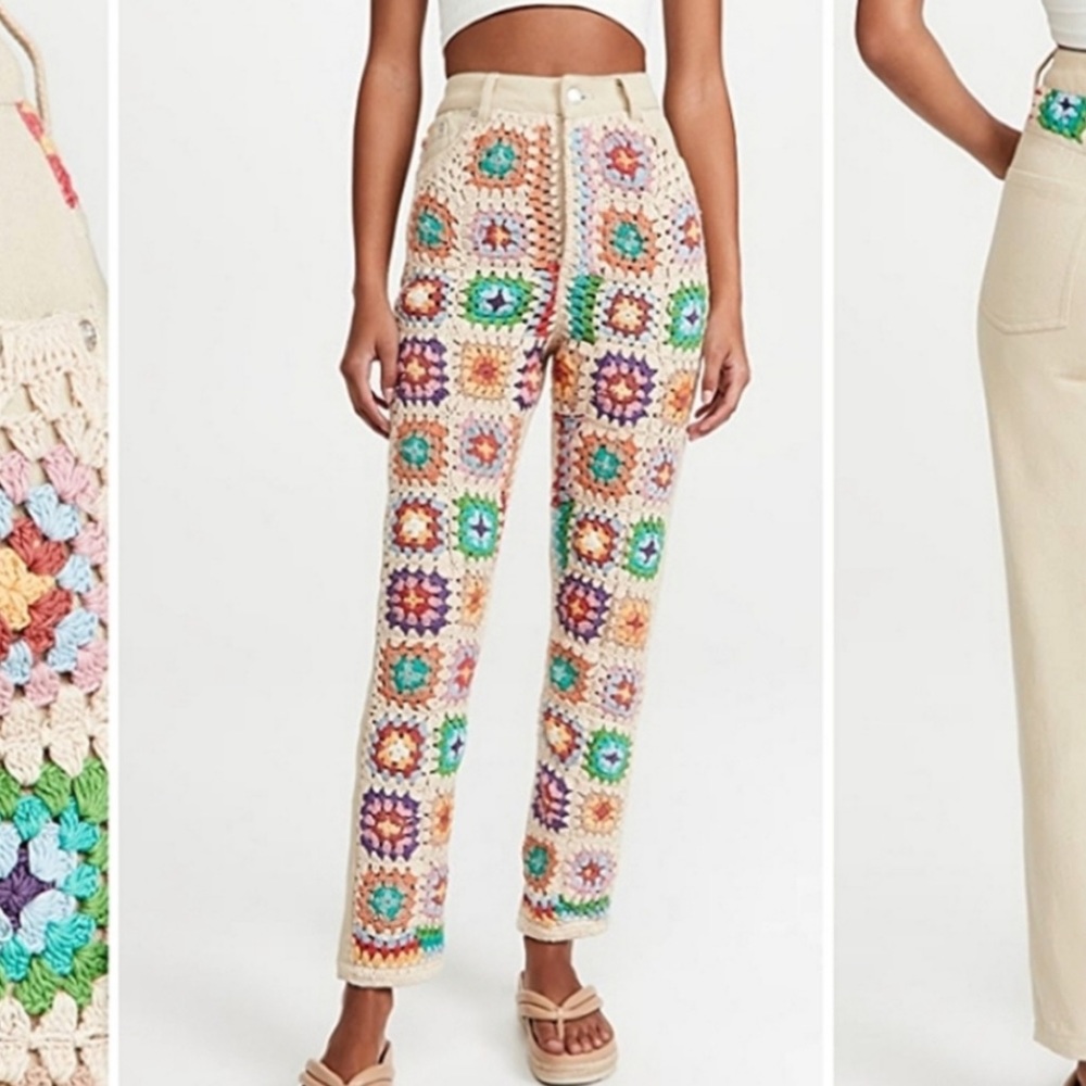 Free People Chrochet Zuri Mom Jeans Sedona Sunset new with tags